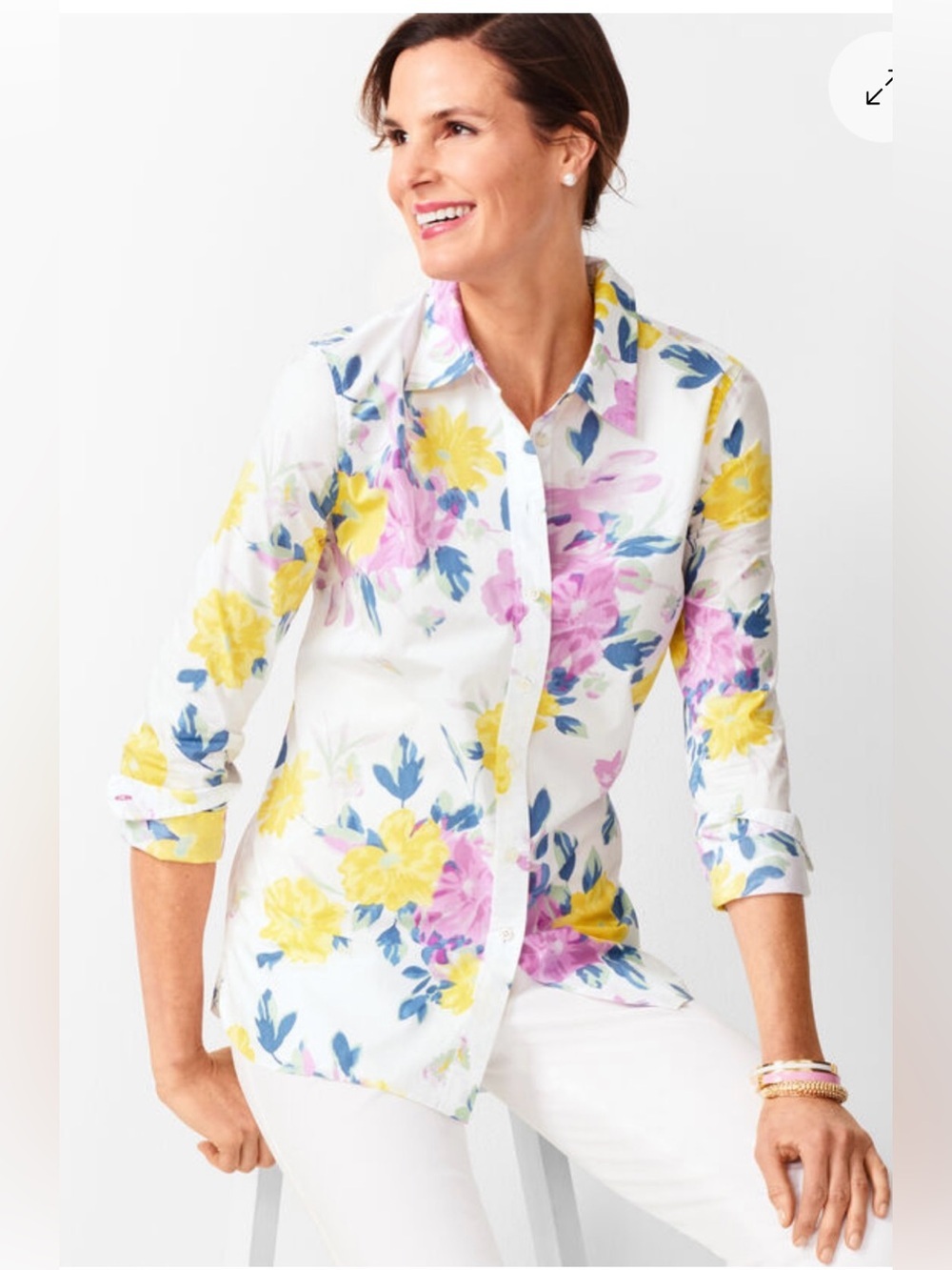 Talbots women CLASSIC COTTON SHIRT - FLORAL BOUQUET size:1X